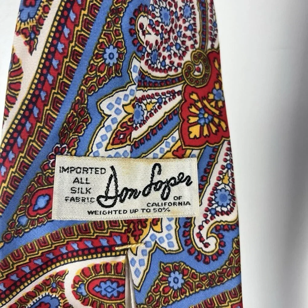 Don Loper Tie Silk Paisley Beverly Hills Mens Designer Hippie 70s Wide 4.5x56 in